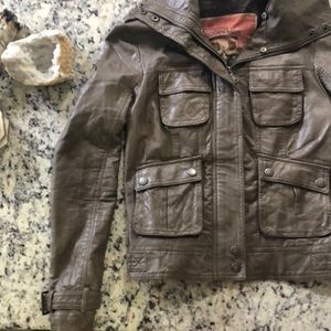 tanned leather moto jacket